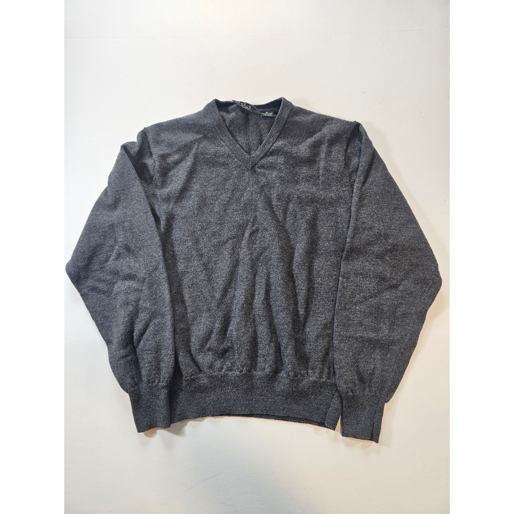 Jos. A. Bank V-Neck‎ Sweater Womens Medium Gray Merino Wool Classic Layering